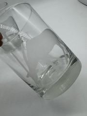 Set of 3 Vtg Georg Jensen Horchow Etched Animal Rocks Glasses Cheetah Crane Oryx