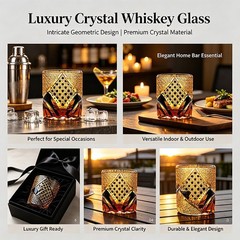 7oz Whiskey Glass Japanese Style Carved Crystal Glasses Edo Kiriko Hand Cut NEW