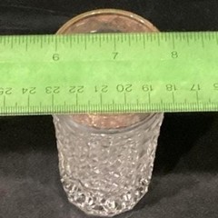 Mid-Century Diamond Point Criss-Cross Juice Glasses, Set of 5 Gold-Trim Tumblers