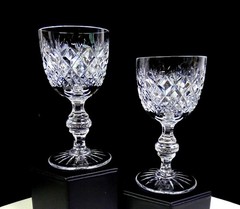 Kusak Brilliant Cut Crystal Cherry Diamond & Fan 2 pc 5″ Port Wine Glasses 1975-