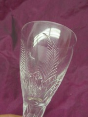 Set of 9 STUART Crystal ELLESMERE Fern Leaf Claret wine glasses 6″