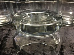Clear Etched Juice Glasses / Punch Bowl Cups Set of 7