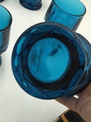 Vintage Lot of 6 Viking Georgian Blue (Bluenique) Tumbler Honeycomb Glasses EUC