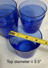 Set Of 6 ~Vintage Cobalt Blue Flare 10 Oz Glasses Rocks 3.25” ~Tiny Scratches