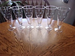 Etched Pilsner Dot 11 Oz Ball Stem Crystal Blown Glass – Set of 6