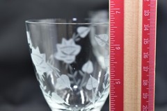 2 MCM Etched Floral Leaf Stemmed Wine Glasses Vintage Crystal By Toscany