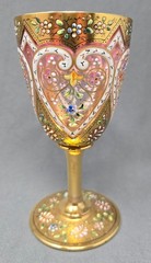 Harrach Heavy Gold and Enemal Heart Design Wine Glass