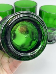 (4) Emerald Green GEORGIAN Glasses Tumblers MCM Vintage Anchor Hocking 4”