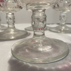 SET OF 6 King’s Crown Ruby Red Flash Thumbprint Water/Wine Goblets 5.5″ Vintage