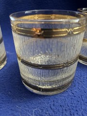 Mid Century Modern 22k Gold Crinkled Ice Whiskey Glasses Set of 4 The Bridge