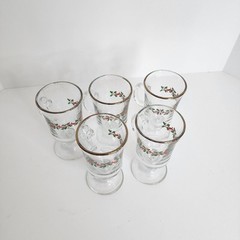 Vintage Libbey Christmas Holly Berry 6″ Irish Coffee Cups Gold Rim – Set of 5