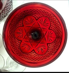 Set of 8 Antique Ruby by Cristal D’Arques/Durand Manufactured 8″ Water Goblets