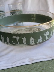 17 Jeanette Green Hellenic Grecian Wedgwood 5″ Tumblers Bar Ware w Serving Bowl
