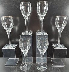 6 Lenox Erin Gold Trim Wine Glasses Set Vintage Crystal Clear Embossed Stems Lot