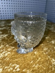 Vtg Christmas Santa With Bag Libbey Pressed Glass Tumbler Candle Holder 1970s
