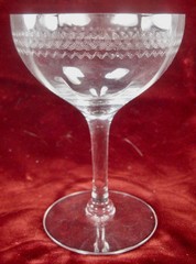 Champagne Sherbet Tiffin Franciscan 14196-4 Clear Glass Etched Swirls (O) AS IS
