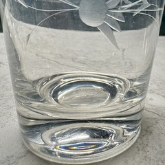 Set of 5 Vintage MCM Etched Rocks Glasses Heavy Base Cocktail Tumblers