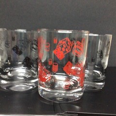 3 Poker Vintage Hazel Atlas Whiskey Glasses. ’60s. Mid-Century, 4.25 Inches