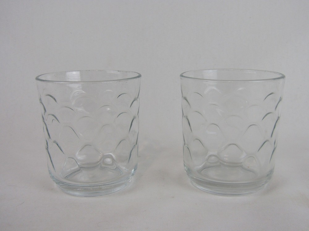 Vintage Libbey Fish Scale Tumblers-Pair (2)-Clear-3.5” Tall-EUC