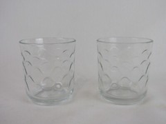 Vintage Libbey Fish Scale Tumblers-Pair (2)-Clear-3.5” Tall-EUC