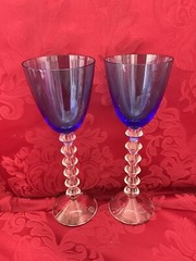 NIB’s FLAWLESS Blue BACCARAT France Two VEGA Crystal FORTISSIMO WINE RHINE Glass