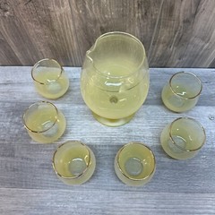 VINTAGE BLENDO YELLOW MARTINI DRINK COMPLETE SET 6 GLASSES 60’s MCM EUC