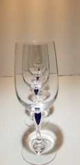 Courvoisier Cobalt Blue Teardrop Stem Crystal Glasses 6.5″ Etched Bottom
