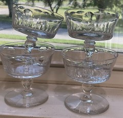 Bryce Elegant Cut Glass 638-4 Low Sherbet Glasses Flower Design Set Of 4