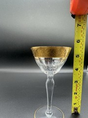 VTG Tiffin Franciscan Rambler Rose Liquor Cocktail Set Of 6 24k Gold Trim