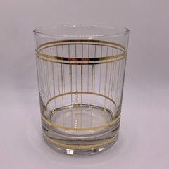 Vintage Culver Gold Vertical Stripe Old Fashioned Lowball Rocks Glass