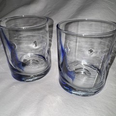 Vintage Libbey Impressions Blue Ribbon Double Old Fashioned Glasses Set of 2