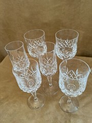 Atlantis Moselle Wine Cut Lead Crystal Goblets & Flutes set of 12 pc champagne