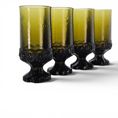 VTG Franciscan Madeira Olive Green Footed Goblets Set of 4 Tiffin 6.5″
