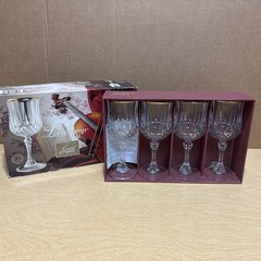 Vintage Longchamp Gold Rim Cristal D’Arques Water Wine Glass 5.75 Oz Set of 4