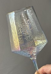 Set of 4 Hammer Pattern Pearl Luster 9.24” Wine / Water Goblet Crystal