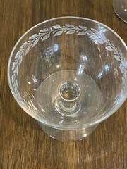 Vintage Sherbert Or Champagne Glasses W/Etched Leaves Set Of 6