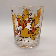Vintage 1978 Low Ball Drink Glasses Whimsical Cartoon Frog Turtle Giraffe Duck