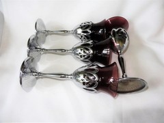 FOUR MID CENTURY FARBER BROS CHROME WINE / COCKTAIL GOBLETS KROME KRAFT