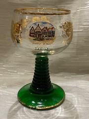 VTG Roemer German Beehive Green Gold Stem Wine Glass Goblet Frankfurt am main