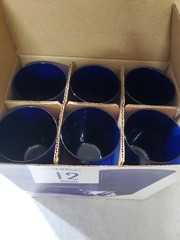 Vtg 12 Libbey VOGUE Cobalt Dark Blue Drinking Glasses 14.5 Oz & 17 Oz Set USA