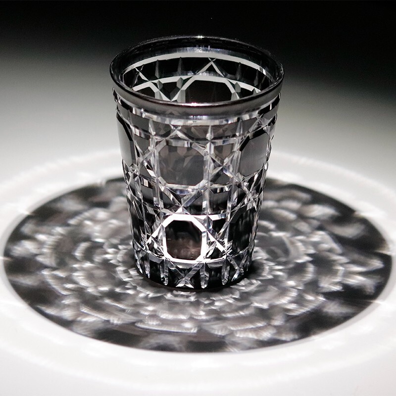 Hand Cut To Clear 10oz Black Old Fashioned Highball Whiskey Glasses Gift Box