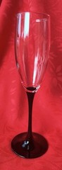 Domino Fluted Champagne Glasses Black Stems Clear Bowls Cristal D’Arques France