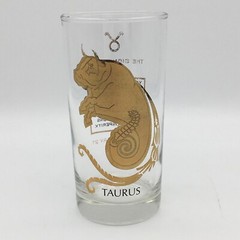 1960s TAURUS Zodiac 22K Gold Leaf HIGHBALL Glass Tumbler Horoscope ANCHOR H.