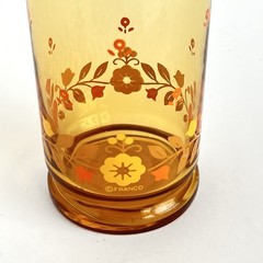 5 Libbey Franco Amber Floral & Hearts Glasses 1970’s MCM Drinkware Kitsch 6”