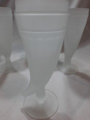 Set of 7 Vintage Indiana Glass Tiara Frosted Powder Horn Pilsner Beer Glasses