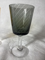 Pair of Pols Potten Library Wine Glasses Amber Yellow & Smoke Gray Etched