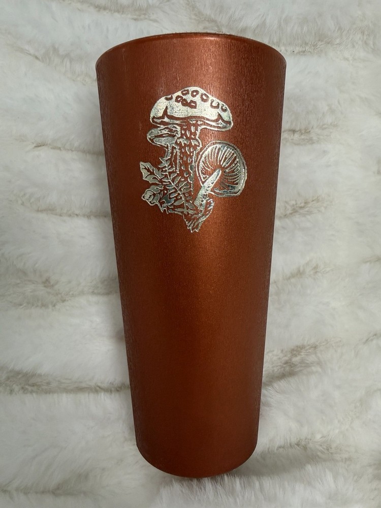 Vintage 1970s Mushroom Tumbler Cup Copper Metallic Plastic Retro Drinkware