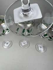 Lenox Christmas Wine Glasses Holiday Balloon Set of 4 Holly Berry Design 14 Oz