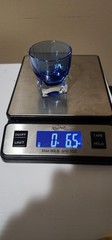 Blue Heavy Glass Shot Glass 2.75″ Tall Square Base Weighted Barware Modern