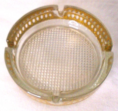 Vintage Glass Gold Inlay Ashtray, 6″